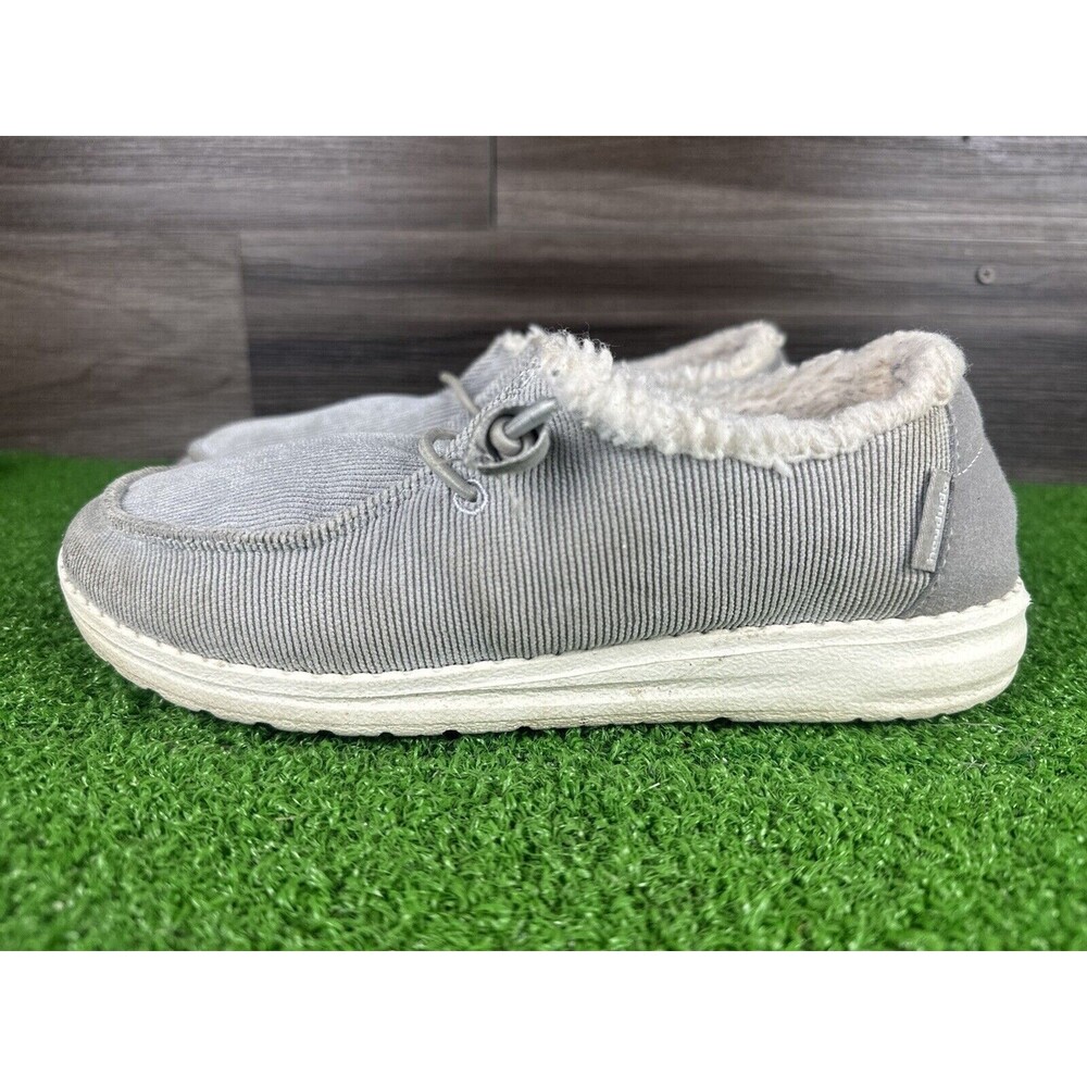 Hey Dude Shoes Womens‎ 6 Wendy Slip On Lined Corduroy Grey Sneaker